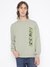 Guess Men's Green Printed Crew Neck Long Sleeves Sweatshirt