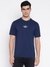 Glean Mid Organic Stretch Silk Blue Solid Round Neck Slim Fit T-Shirt