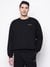 Black Solid Crew Neck Sweatshirt