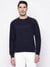 Navy Blue Solid Crew Neck Sweatshirt