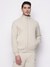 Cream Solid High Neck Sweatshirt