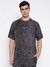 Gotam Mid Organic Stream 4G Destroyed Black Abstract Round Neck Boxy Fit T-Shirt