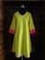 Limegreen Kurta With Pink Sleeves Embroidery