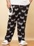 Men Black Plus Size Floral Lounge Pants