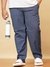 Men Navy Blue Plus Size Geometric Print Lounge Pants