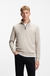 Quarter-zip cotton-terry sweatshirt with logo patch