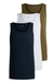 Three-pack of cotton underwear vests with embroidered logos