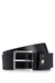 Italian-leather belt with signature-stripe keeper trim