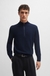 Quarter-zip cotton sweater with knitted structure