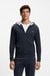 Zip-up hoodie in stretch cotton with contrast piping
