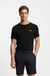 Stretch-cotton T-shirt with stripes and logo