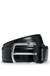 Italian-leather belt with polished logo buckle