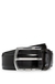 Italian-leather belt with polished logo buckle