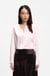 Collarless regular-fit blouse in stretch silk