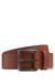Leather belt with logo buckle