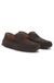 Suede moccasins with penny trim