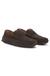 Portuguese-crafted moccasin loafers in suede with penny trim