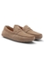 Portuguese-crafted moccasin loafers in suede with penny trim