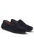 Portuguese-crafted moccasin loafers in suede with penny trim