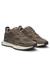 Trainers with knit and burnished-leather trims