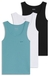 Three-pack of cotton underwear vests with embroidered logos
