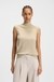 Sleeveless top in merino wool with mock neckline