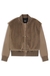 Satin bomber jacket with removable faux-fur gilet