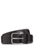 Leather business belt with polished silver buckle