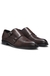 Double monk shoes in leather with perforated detail