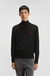Zip-neck sweater in cotton with red logo label