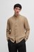 Slim-fit linen shirt with stand collar
