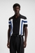 Block-stripe knit polo in cotton