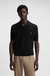 Cotton-blend knit polo with Johnny collar