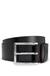 Pin-buckle belt in smooth leather with logo keeper