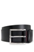 Pin-buckle belt in smooth leather with logo keeper