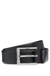 Grained-leather belt with logo-engraved buckle