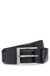 Grainy-leather belt with polished silver hardware