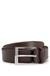 Grained-leather belt with logo-engraved buckle