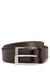 Grained-leather belt with silver-tone hardware