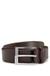 Grainy-leather belt with polished silver hardware