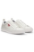 Faux-leather trainers with red logo flag