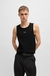 Ribbed stretch-cotton tank top with logo print