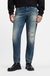Tapered-fit jeans in distressed blue denim
