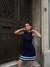 Navy blue short dress with bow
