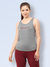 Women Slit Back Mesh Tank Top Grey