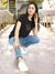 Women's Premium Combed Cotton Printed T-Shirt Black