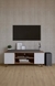 neudot Engineered Wood Rampo Tv Unit | V Stand for Living Room | Home Entertainment Unit | TV Console for Bedroom, for Tv Upto 43inch - Leon Teak