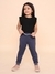 Girls Solid Sweatpant - Navy