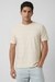 Men Beige Textured Round Crew Neck T-shirt