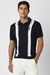Men Navy Stripe Polo Neck T-shirt